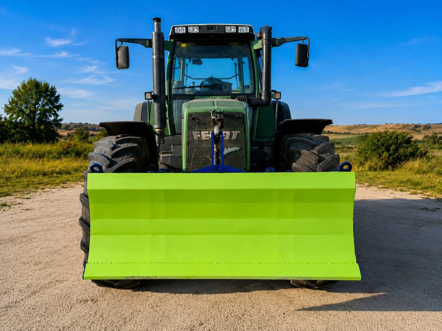 Bulldozer AGRO-FOX en tractor Fendt, vista frontal