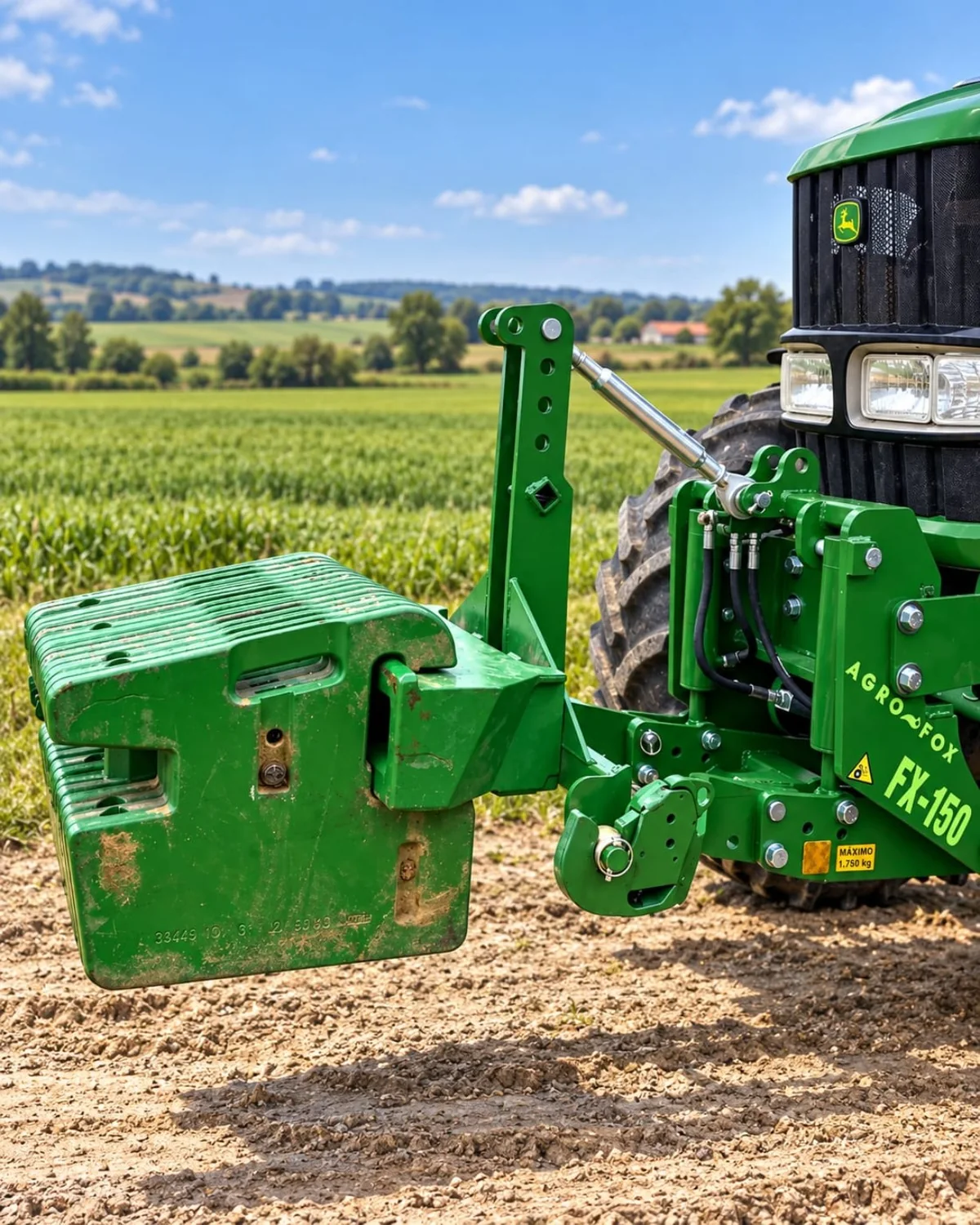 Torreta porta-contrapesos AGRO-FOX con contrapeso verde